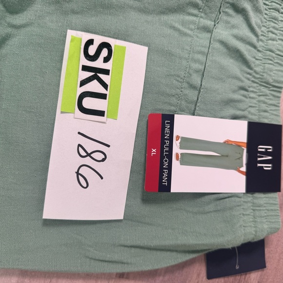 Women’s XL wide leg pull-on Linen Pants Gap light pale sage green *sku186 - Picture 11 of 13